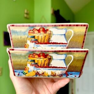 VTG Farmhouse Apple Orchard Countryside Mini Loaf Pans Set x2 Kitchen Bake